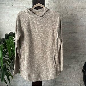 Prana Calexa Tunic Top Cowl Pocket Terry Heather Oatmeal Size Small